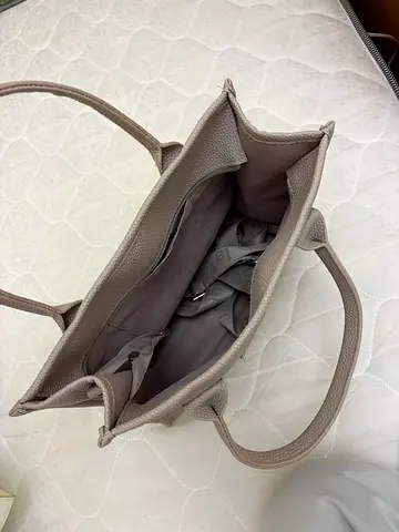 Light grey leather tote women’s bag with inner compartments - gently used