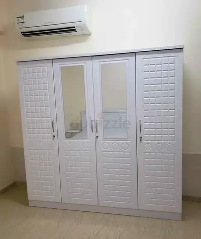 White 4-Door Wardrobe with Mirrors — Good Condition