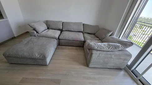 Modular pan Emirates Pianca corner feather filled sofa without footstool