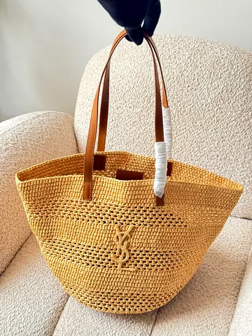 Saint Laurent paneir Raffia tote bag