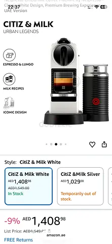 Nespresso CitiZ & Milk Coffee Machine w/ free coffee