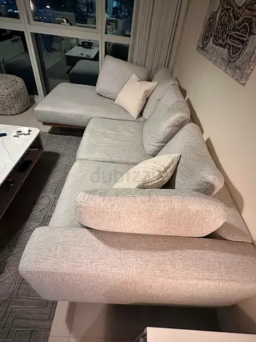 West Elm L Shape Sofa Beige Excellent Condition