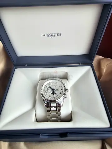 Men's Longines Stainless Steel Chronograph Watch with Moonphase