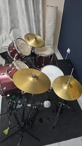 5-piece Drum Kit with Cymbals and Hardware - Good Used Condition