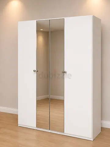 White Four Door Wardrobe with Mirrors