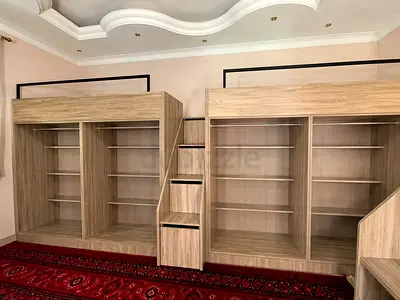 Wood Loft Bed with Built-In Wardrobe & Storage for Sale
