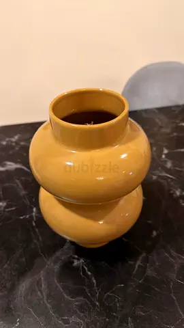 Mustard Yellow Ceramic Decorative Vase - Modern Curvy Design