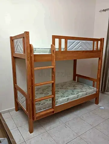 Solid Wood Bunk Bed with Mattresses - Good Condition