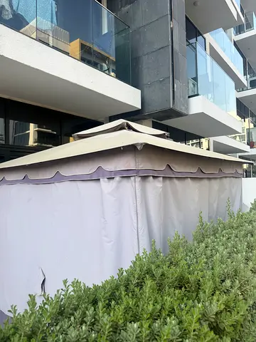 Danube Home Steel Gazebo 2.7 × 2.7 m Grey – with curtains