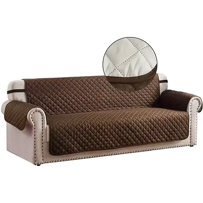 Quilted Reversible Sofa Cover Protector - Brown