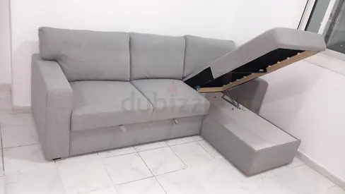 IKEA L-Shaped Sofa Bed with Storage Gray