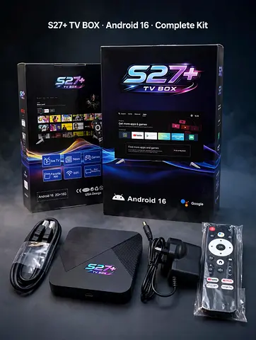S27+ Android 16 TV Box — Complete Kit with Remote, HDMI & Power Adapter