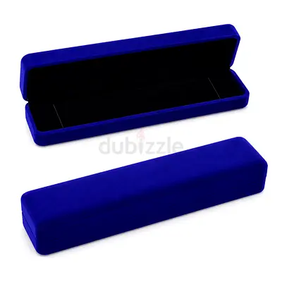 Blue Velvet Long Jewelry Box - Bracelet/Necklace Case