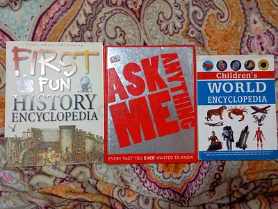 Set of 3 Children’s Encyclopedias: First Fun History, Ask Me Anything, World Encyclopedia