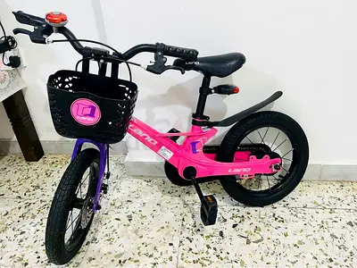 Kids 16-inch Pink Leno Bicycle with Basket and Mudguards - Good Condition