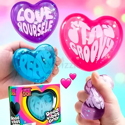 Heart Squishy/ Stress Toys — Good Vibes (Love Yourself, Stay Groovy, Peace)