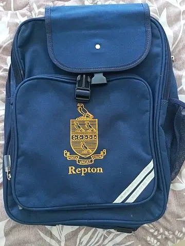 Repton School Navy Backpack with Crest - Good Condition