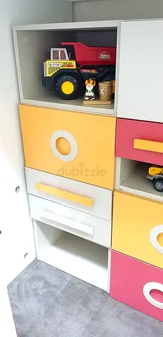colorful nursery storage cube organizer with drawers and shelves