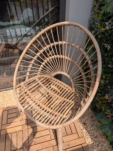 ⫸ *BOHO HOUSE* Rattan Braided Woven Cane Balcony Outdoor Indoor Egg Style Chair | RRP: 850 AED