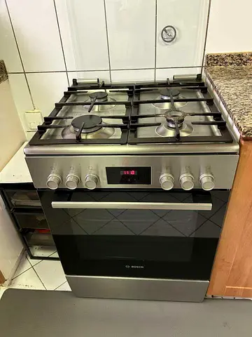 Bosch Free Standing Cooker 4 Gas Burner Electric Oven Stainless Steel 60Cm HXQ38AE50M