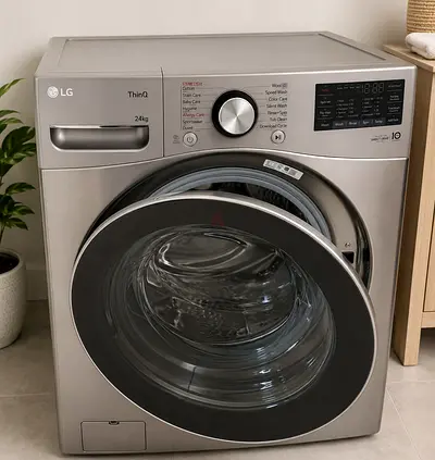 LG ThinQ 24kg Front Load Washer - Silver, Excellent Condition