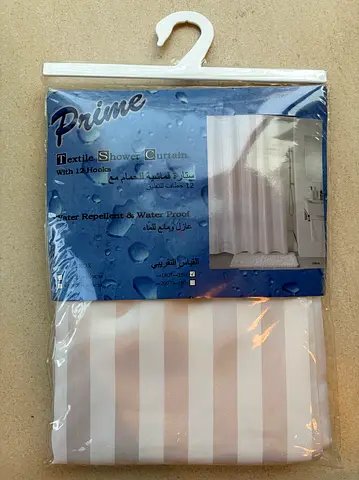 White Shower Curtain With 12 Hooks