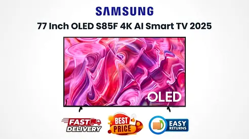 Samsung 77 Inch OLED Smart TV - S85F 2025 - Like New, Original Box - FREE DELIVERY, 1 YEAR WARRANTY