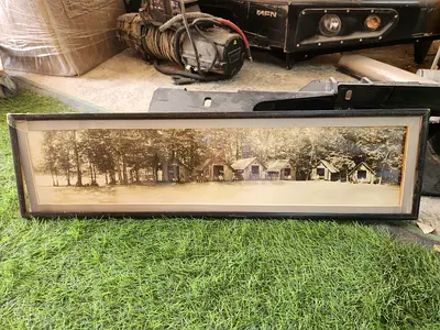 Rare Vintage 1925 Camp Androscoggin Panoramic Photograph – Framed