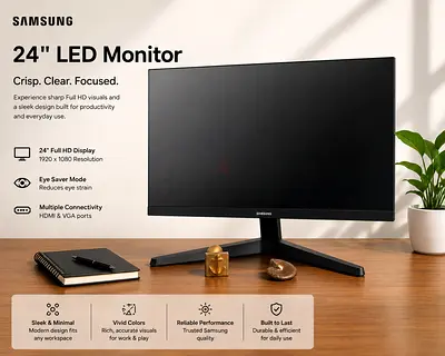 Samsung 24-inch LED Monitor with Stand - Good Condition
