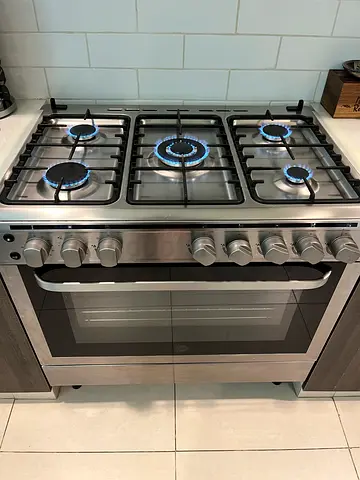 Stainless Steel 90x60 5-Burner Gas Range with Oven