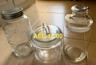 Set of 3 Glass Storage Jars - Used, Good Condition