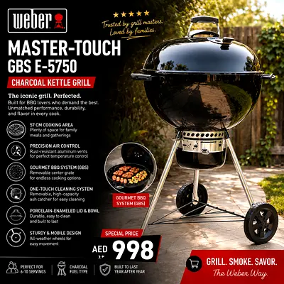 Weber Master-Touch GBS E-5750 Charcoal Kettle Grill - Good Condition