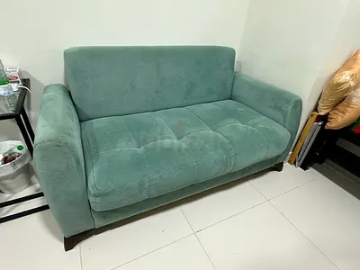 Comfortable Sage Green 2-Seater Fabric Sofa with storage