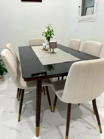 6-Seater Modern Dining Table with Upholstered Chairs- brand new