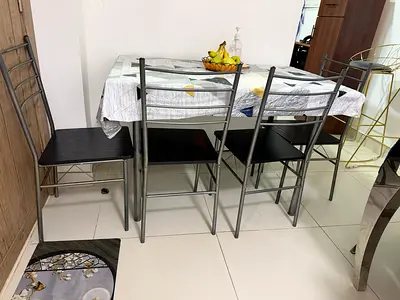 Metal Dining Set with Four Chairs