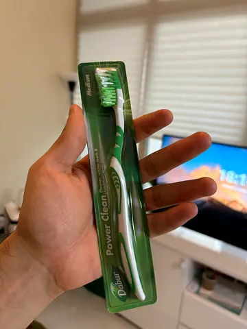 Toothbrush - Dabur Power Clean - Green & White - Medium Bristles & Gum Support