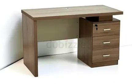 Wooden Office Desk with 3-Drawer Pedestal — Good Condition