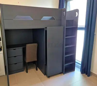 Custom made loft bed with desk