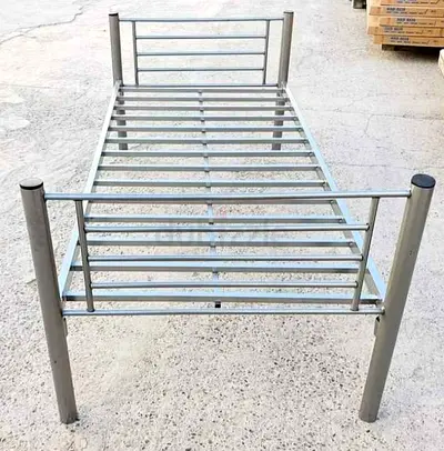 Single Metal Bed Frame - Sturdy Steel Slatted Base
