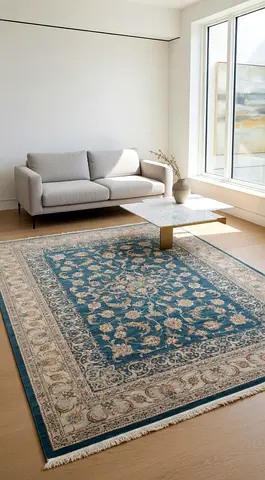 Turquoise colour Persian-style Area Rug — Good Condition, 2x 3m (approx)