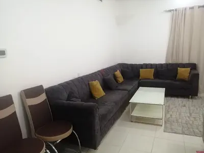 8 seater comfortable Dark Grey L-Shaped Corner Sofa with table and 4 chairs