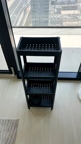 Slim 4-Tier Plastic Storage Shelf - Black