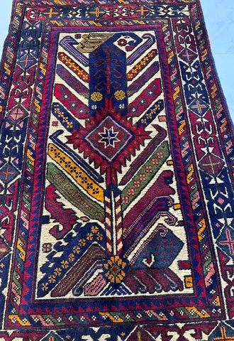 Traditional Middle Eastern Tribal Pattern Rug, needle work with carpet work ,size 0.80 by 1.30