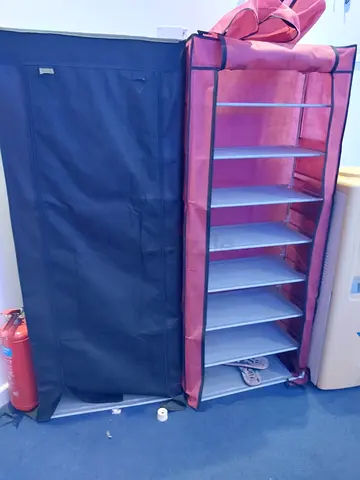 Portable fabric wardrobe / shoe rack with 7 shelves - used