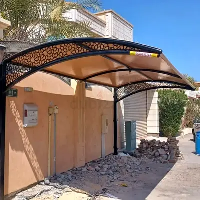 Modern Steel Pergola / Carport with Built-in LED Lighting - Excellent Condition