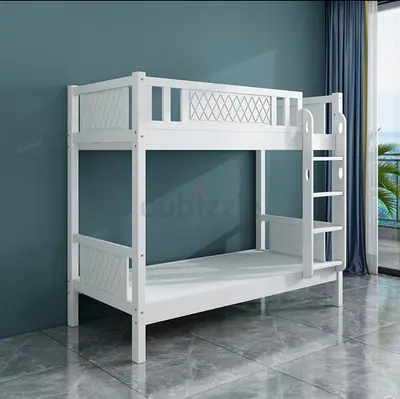 White Wooden Bunk Bed for Kids - Sturdy Twin Over Twin with Ladder