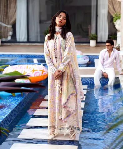 Light Lavender Embroidered 3 piece unstiched Maria B brand