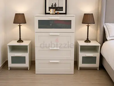 Bedroom furniture chest of drawers, 2 side tables