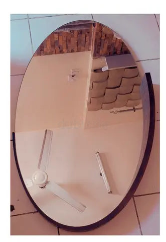 Negotiable Large Oval Wall Mirror with Dark Wooden Frame - Good Condition