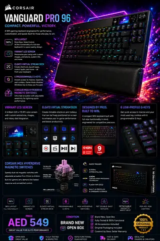 Corsair Vanguard Pro 96 RGB Mechanical Keyboard - Brand New (Open Box)